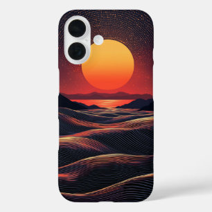 Funda iPhone 16 Estuche para teléfono de cristal de puesta al sol