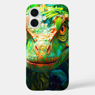 Funda iPhone 16 Estuche para teléfono de dinosaurio verde