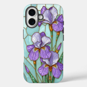 Funda iPhone 16 Estuche para teléfono de flor Iris de vidrio templ