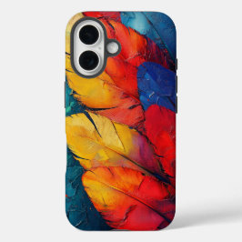 Funda iPhone 16 Estuche para teléfono de plumas de maca tropical