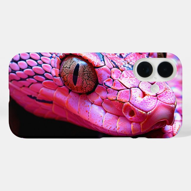 Funda iPhone 16 Estuche para teléfono de serpiente rosa (Reverso (Horizontal))