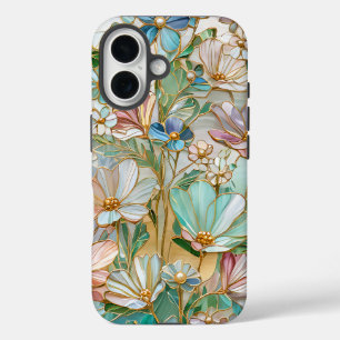 Funda iPhone 16 Estuche para teléfono de vidrio manchado de imitac