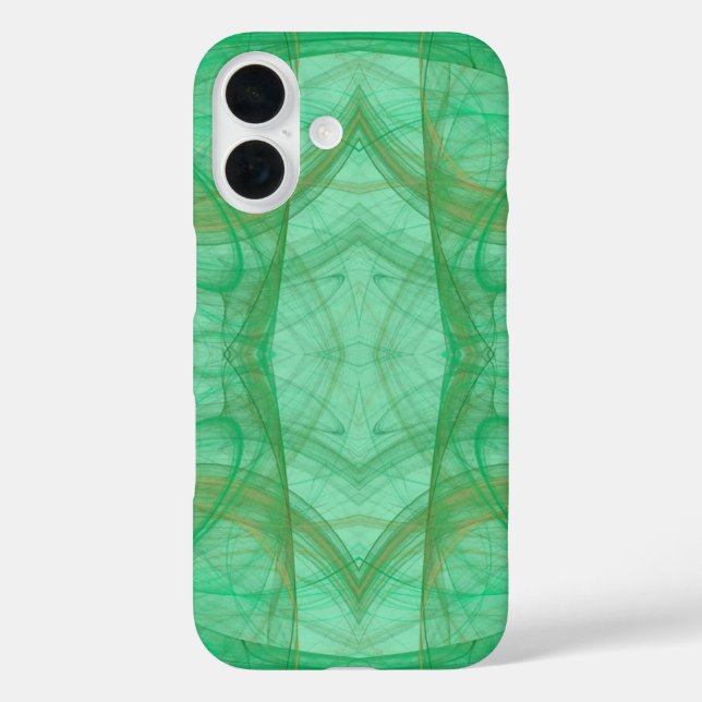 Funda iPhone 16 Estuche para teléfono Fractal Verde (Reverso )