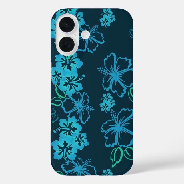 Funda iPhone 16 Estuche para teléfono Hibiscus Blue Hawaiian (Reverso )