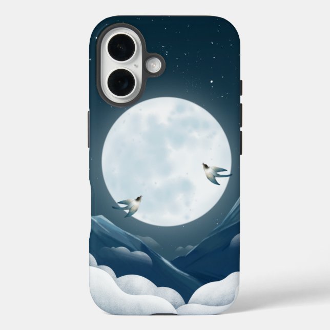Funda iPhone 16 Estuche para teléfono nocturno Moon & Swallow (Reverso )
