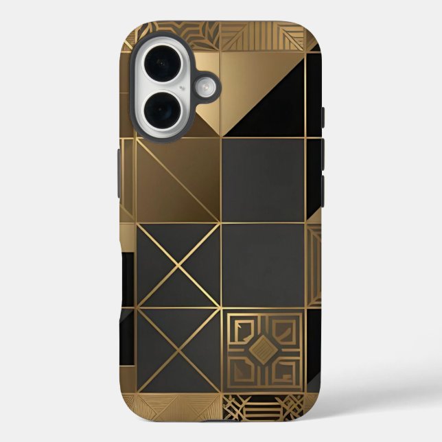 Funda iPhone 16 Estuche sofisticado Art Deco Geométrico Tile Phone (Reverso )