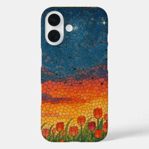 Funda iPhone 16 Estuche Starry Tulip Sunset Retro para iPhone / iP
