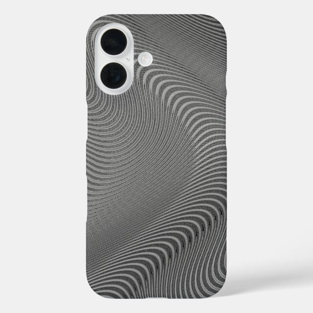 Funda iPhone 16 Estuche Wavy Art Silver Gray para iPhone (Reverso )