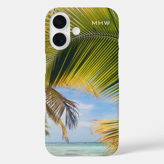 Funda iPhone 16 Estuches de teléfono de Beach Palms para personali (Reverso )