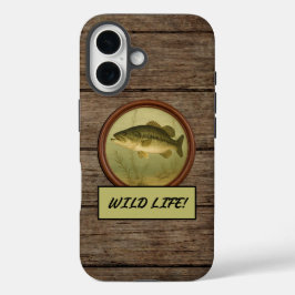 Funda iPhone 16 Estuches para iPhone Largemouth Bass Dark Wood