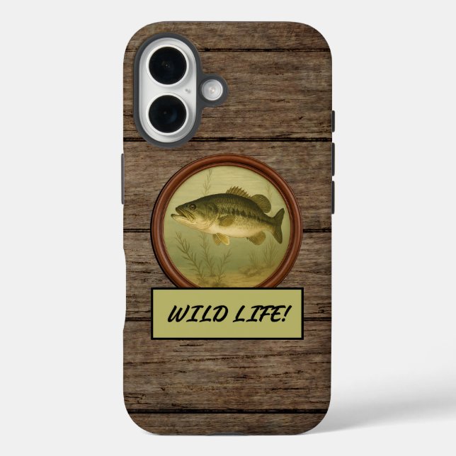 Funda iPhone 16 Estuches para iPhone Largemouth Bass Dark Wood (Reverso )