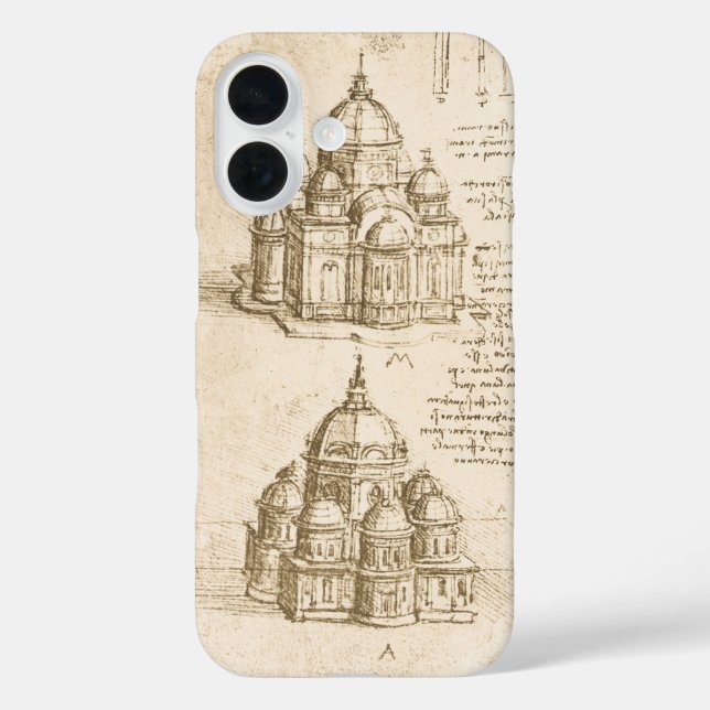 Funda iPhone 16 Estudio de catedral arquitectónica de Leonardo da  (Reverso )