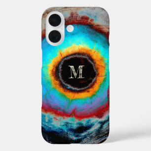 Funda iPhone 16 Ethereal Ojo Cósmico Monograma vibrante Resumen Ar
