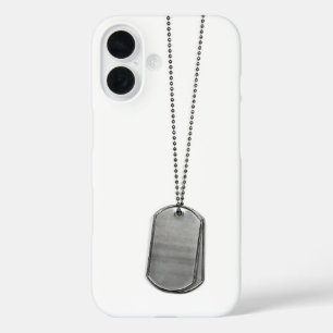 Funda iPhone 16 Etiquetas de perro militares en blanco