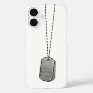 Funda iPhone 16 Etiquetas de perro militares en blanco