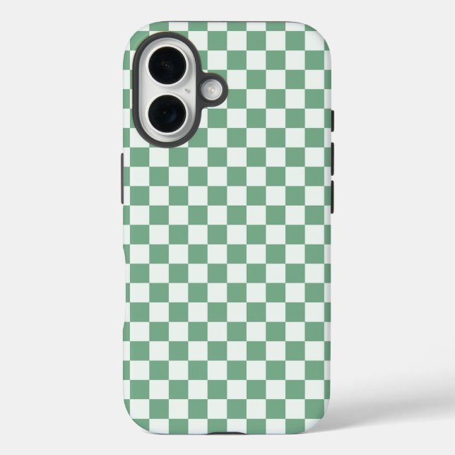 Funda iPhone 16 Eucalyptus mist checkerboard pattern (Reverso )