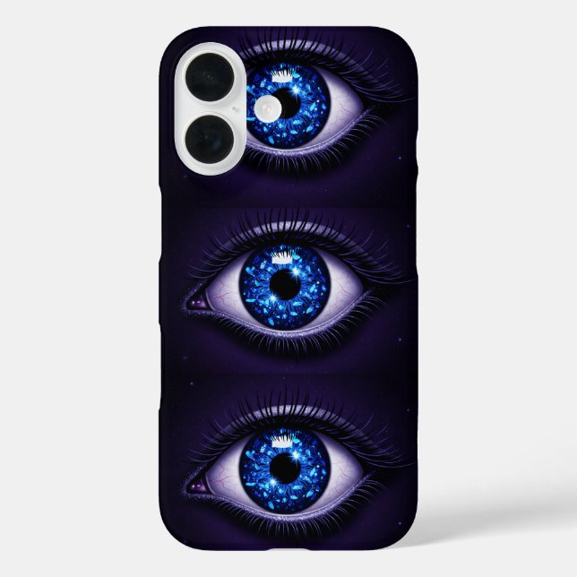 Funda iPhone 16 Evil Eye on Dark Glitter Canvas (Reverso )