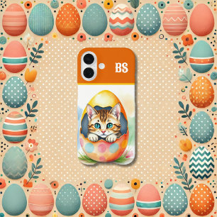 Funda iPhone 16 excéntrico gatito de Pascua en la cáscara de huevo