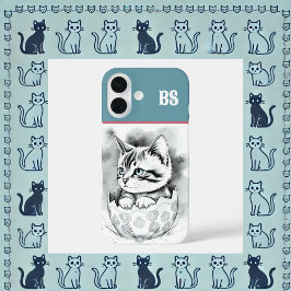 Funda iPhone 16 excéntrico gatito de Pascua en la cáscara de huevo