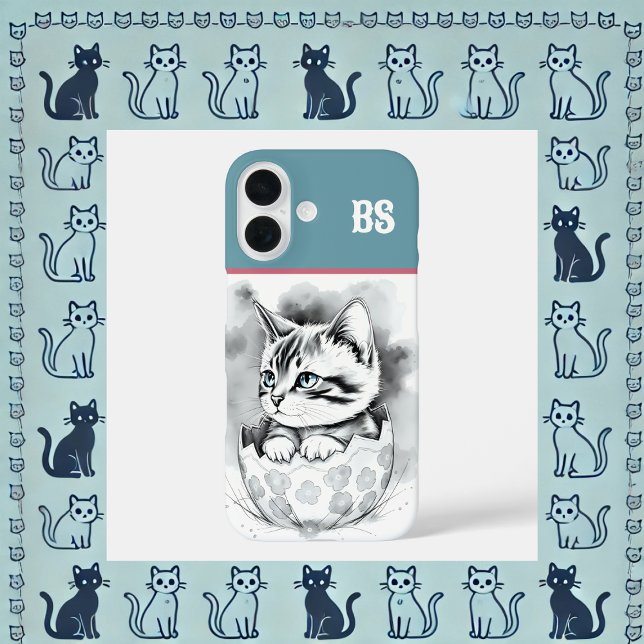 Funda iPhone 16 excéntrico gatito de Pascua en la cáscara de huevo (Subido por el creador)