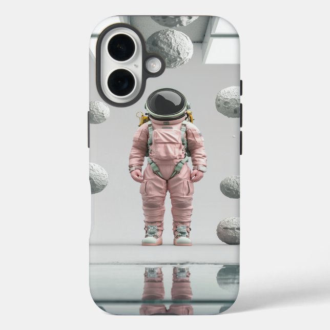 Funda iPhone 16 Explorador del espacio rosa - Astronauta Personali (Reverso )