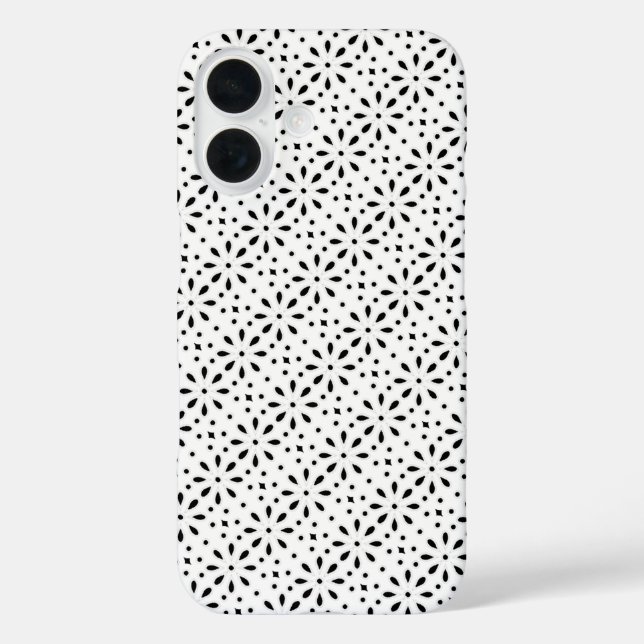 Funda iPhone 16 Eyelet blanco sobre negro (Reverso )