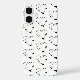 Funda iPhone 16 Faded black hearts on a white background