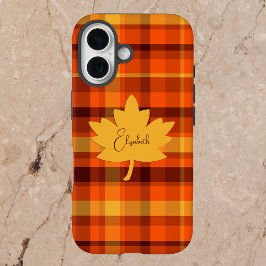Funda iPhone 16 Fall Geometric Orange Plaid Iphone 16 case