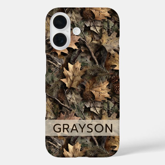 Funda iPhone 16 Fall Leaves Camouflage Personalized (Reverso )