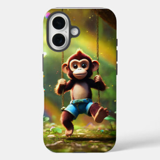 Funda iPhone 16 Familia chimpancé se balancea por la selva - iP