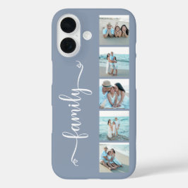 Funda iPhone 16 Familia de Letra Script Foto Azul Polvo