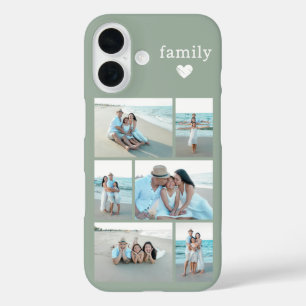 Funda iPhone 16 Familia Moderna 6 Foto Verde Salvia