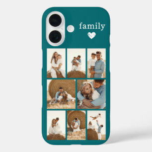 Funda iPhone 16 Familia Moderna 8 Foto Verde Aguamarina