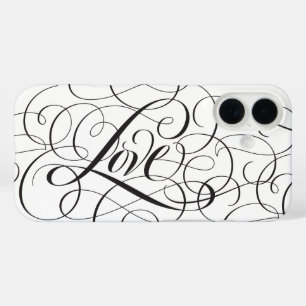 Funda iPhone 16 Fancy Swirly Flourie Love Calligraphy Lettering