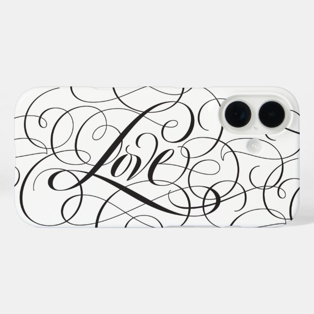 Funda iPhone 16 Fancy Swirly Flourie Love Calligraphy Lettering (Reverso (Horizontal))