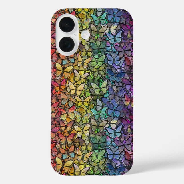 Funda iPhone 16 fantasía arcoiris mariposas (Reverso )
