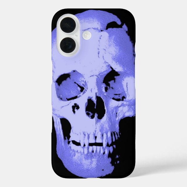 Funda iPhone 16 Fantasía de arte pop de Blue Skull (Reverso )
