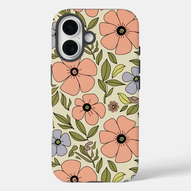 Funda iPhone 16 Fantasía floral vintage (Reverso )