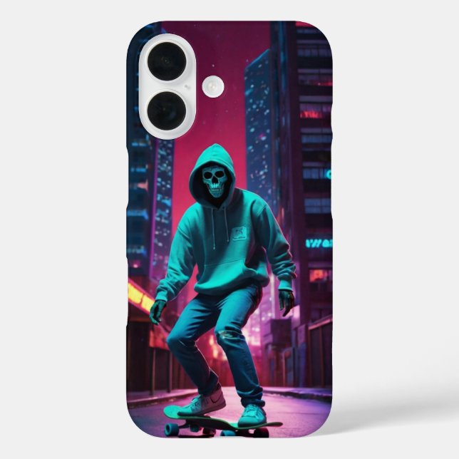 Funda iPhone 16 Fantasma del patinador (Reverso )