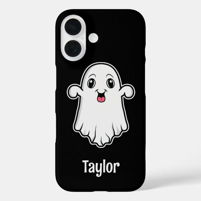 Funda iPhone 16 Fantasma feliz Personalizado con nombre personaliz (Reverso )
