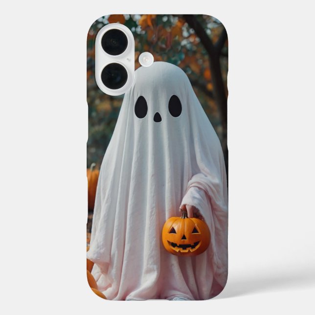 Funda iPhone 16 Fantasma suave con calabaza (Reverso )