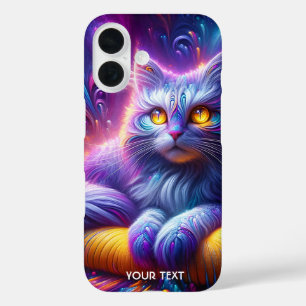 Funda iPhone 16 Fantasy Cute Blue Purple Cat