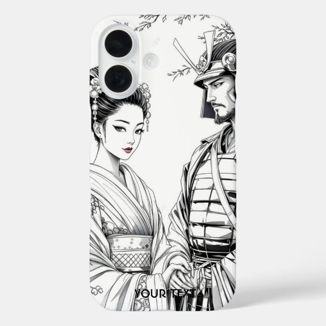 Funda iPhone 16 Fantasy Cute Samurai Geisha Lápiz (Reverso )