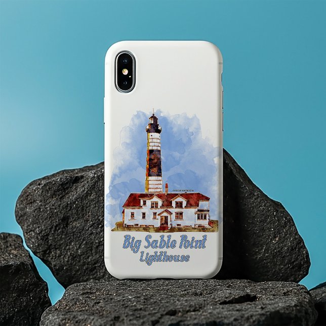 Funda iPhone 16 Faro de Big Sable Point Acuarela - Míchigan (Big Sable Point Lighthouse Watercolor - Michigan. iPhone 16 Case)