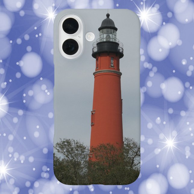 Funda iPhone 16 Faro de entrada Ponce sobre los árboles (The Ponce Inlet Lighthouse peeking above the trees on a phone case.)