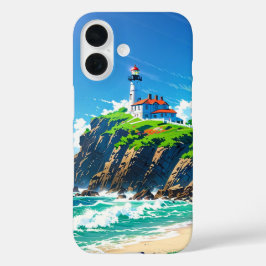 Funda iPhone 16 Faro de verano junto al mar