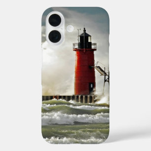 Funda iPhone 16 faro rojo con ola gigante