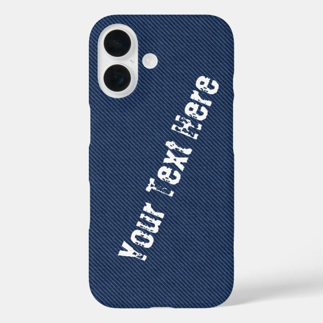 Funda iPhone 16 Faux Blue Jeans Your Text Name (Reverso )