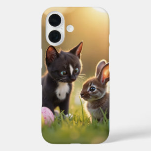 Funda iPhone 16 Felini y Fluffy: Historia de Pascua de dos amigos