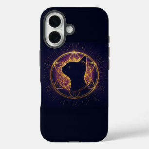 Funda iPhone 16 Felino Místico Dentro del Círculo Sagrado